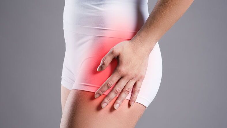 Pain in the hip joint with osteoarthritis